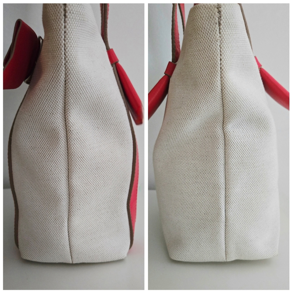 Authentic SALVATORE FERRAGAMO Vara Ribbon Red‎  Canvas Tote Shoulder Bag - Picture 7 of 15